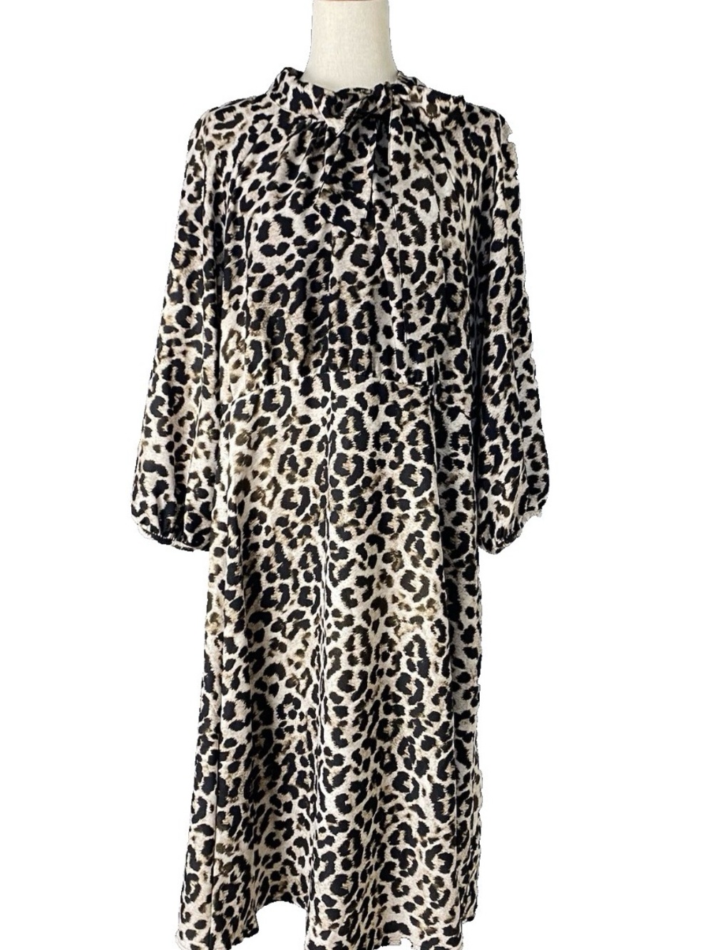 Calvin Klein Black and Cream Animal Print Dress